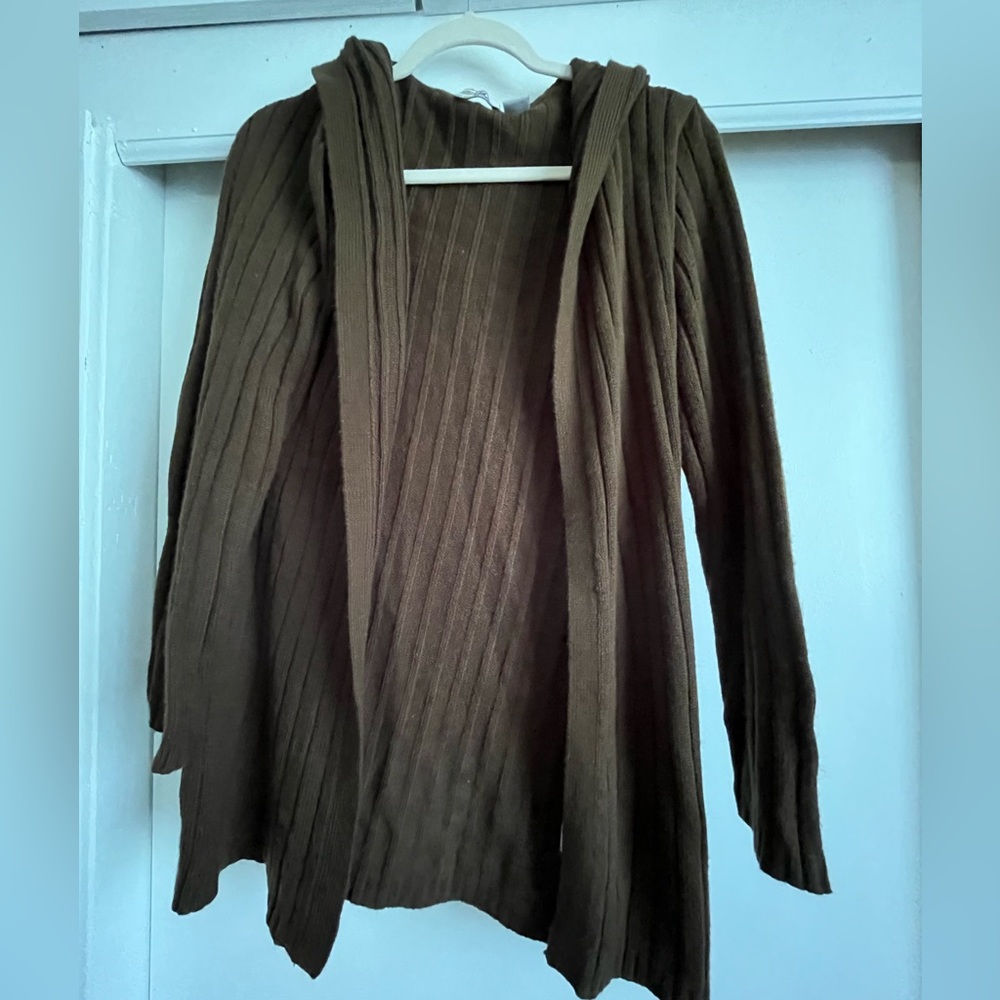 Vintage Brown Hooded Cardigan Sweater